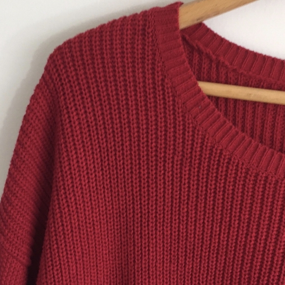 UO Pins + Needles red chunky sweater with lace - Picture 6 of 7